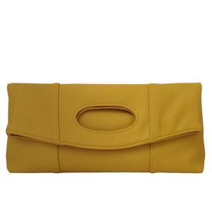 7282 Synthetic Leather Foldover Clutch with Detachable Chain Gold Hardware